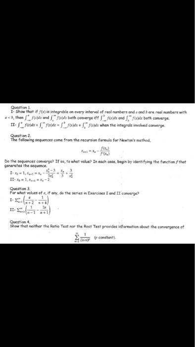 Solved L Show That If F(x) İs Integrable On Every Interval | Chegg.com