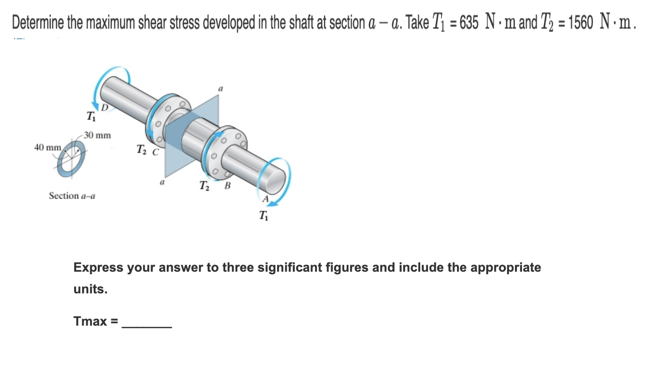 Solved Determine the maximum shear stress developed in the | Chegg.com