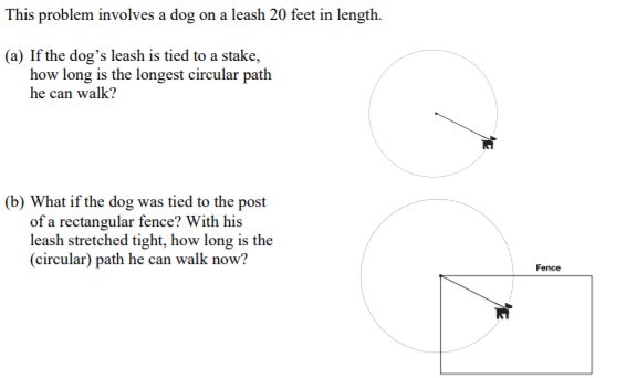 Solved This problem involves a dog on a leash 20 feet in Chegg