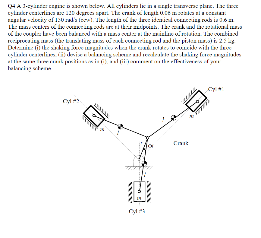 Solved Q4 A 3cylinder engine is shown below. All cylinders