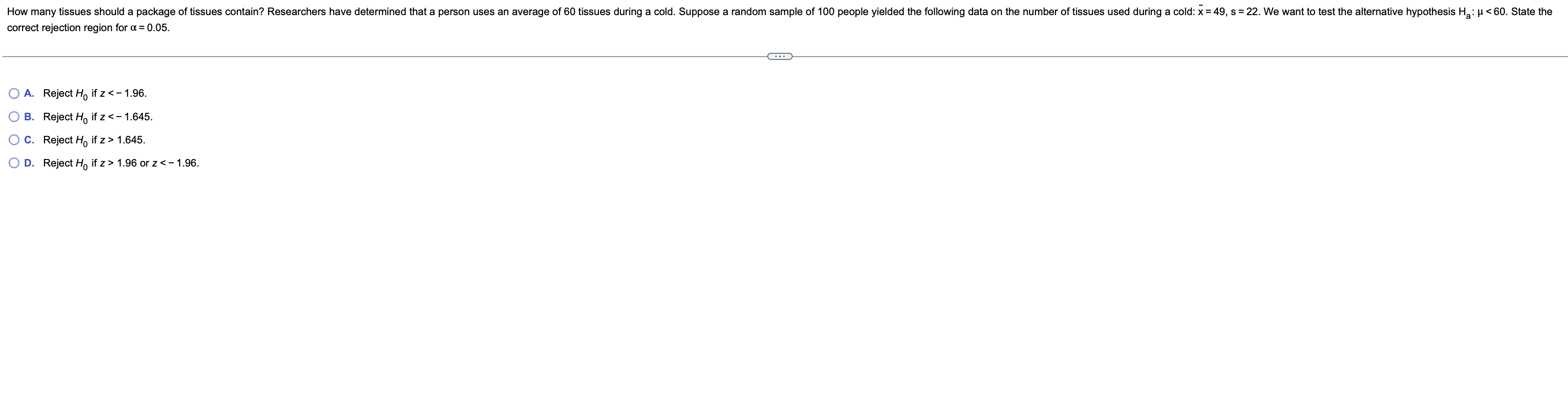 Solved How many tissues should a package of tissues contain?