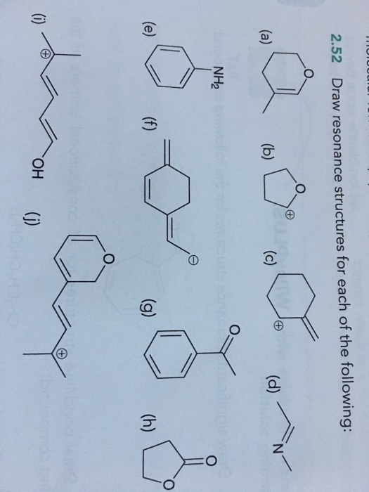 Solved Draw resonance structures for each of the following