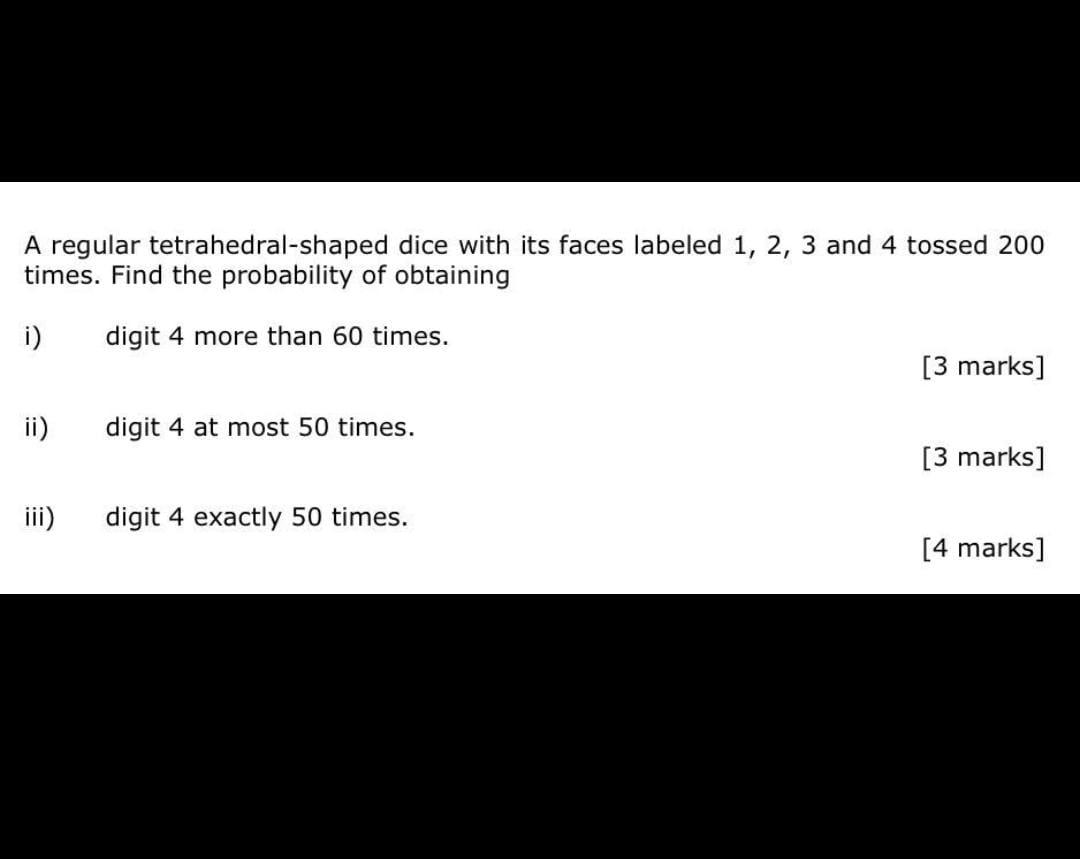 Solved A regular tetrahedralshaped dice with its faces