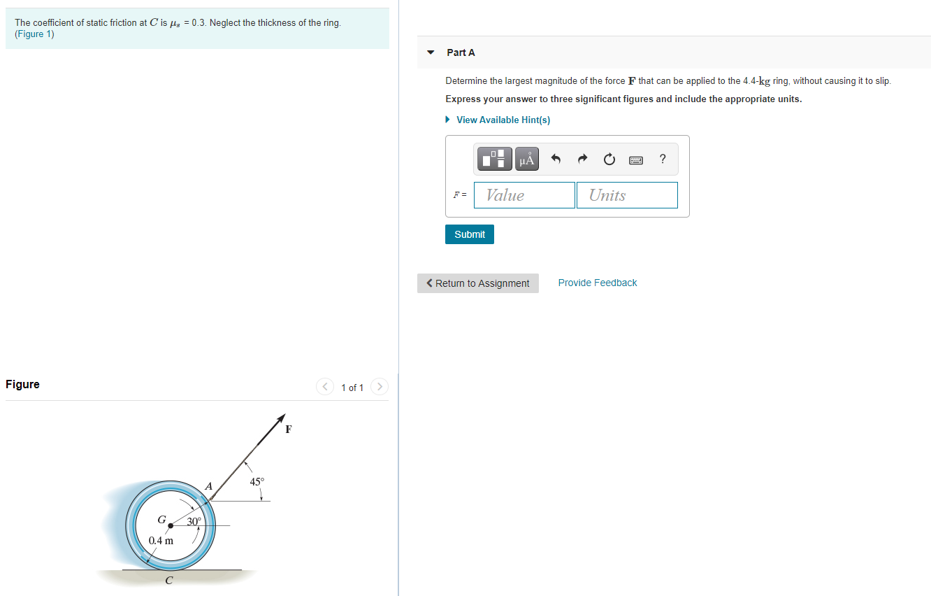 Solved The coefficient of static friction at C is us = 0.3. | Chegg.com