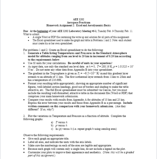 AEE 1202 Aerospace Practicum Homework Assigament | Chegg.com