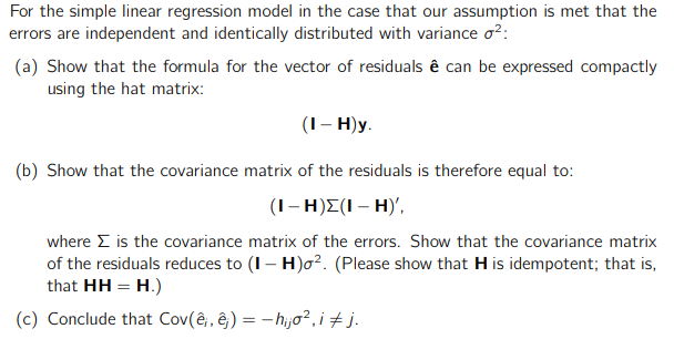 Solved For The Simple Linear Regression Model In The Case Chegg Com