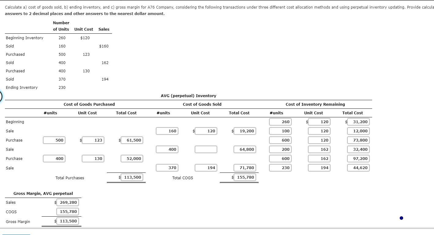 Solved Calculate A) Cost Of Goods Sold, B) Ending Inventory, | Chegg.com