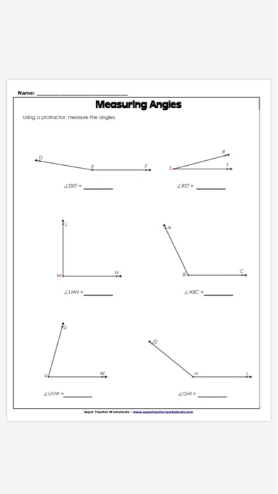 Solved Measuring Angles Using A Protactor, Measure The 