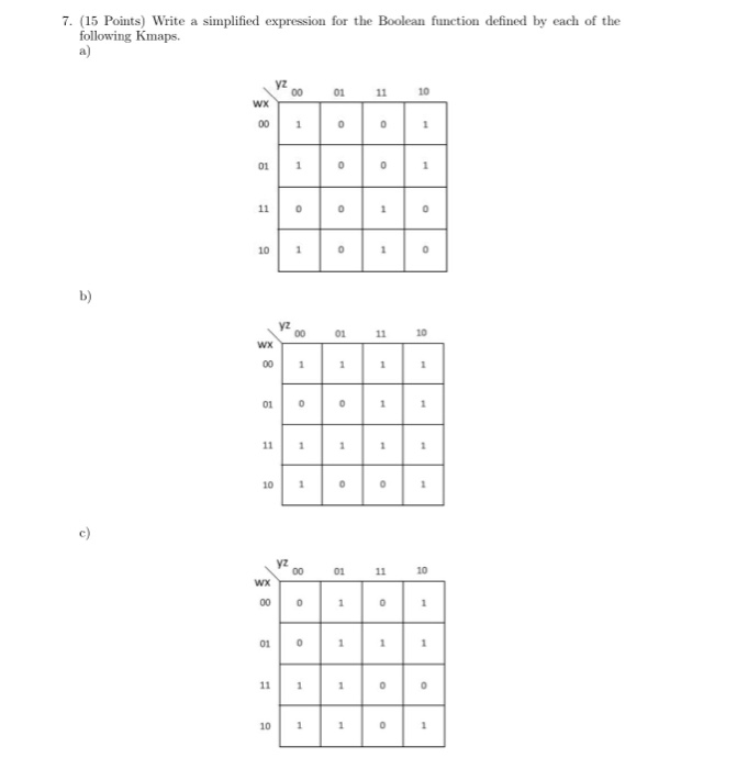 Solved 7. (15 Points) Write a simplified expression for the | Chegg.com