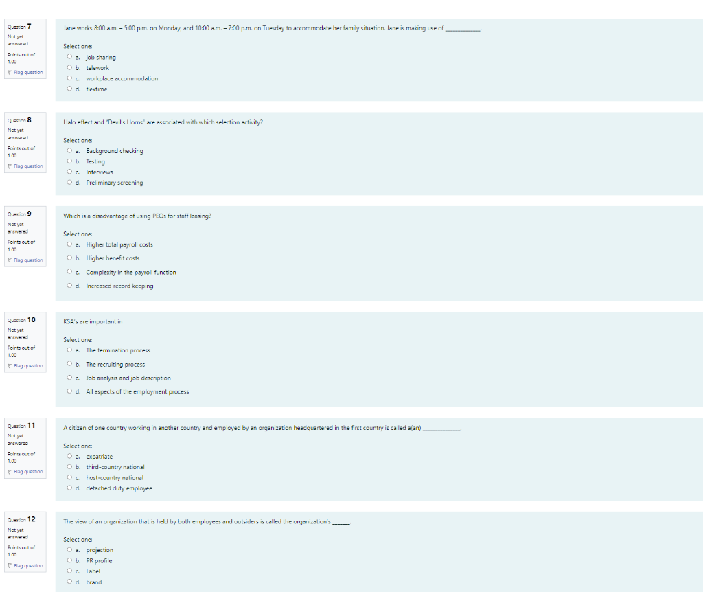 Solved Question 7 Not yet answered Points out of 1.00 Flag | Chegg.com