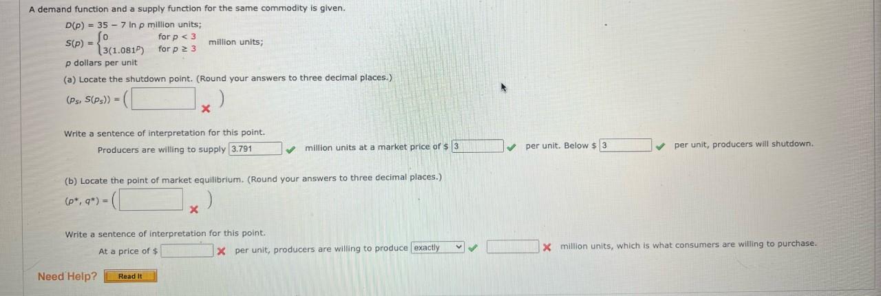 Solved A Demand Function And A Supply Function For The Same | Chegg.com