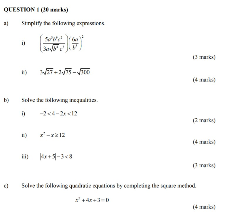 Solved QUESTION 1 (20 marks) a) Simplify the following | Chegg.com