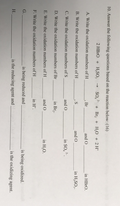 Solved Answer the following questions based on the reaction | Chegg.com