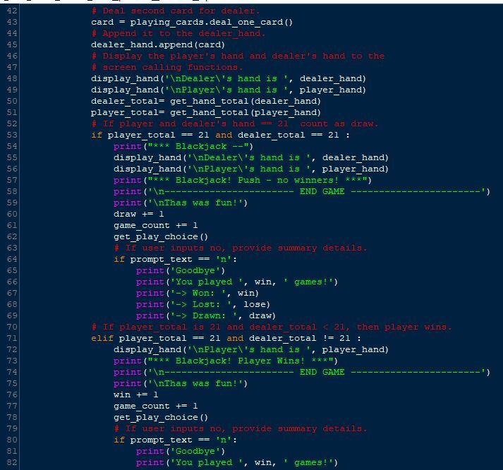 Solved Blackjack Python Help I'm seeking some help with my | Chegg.com