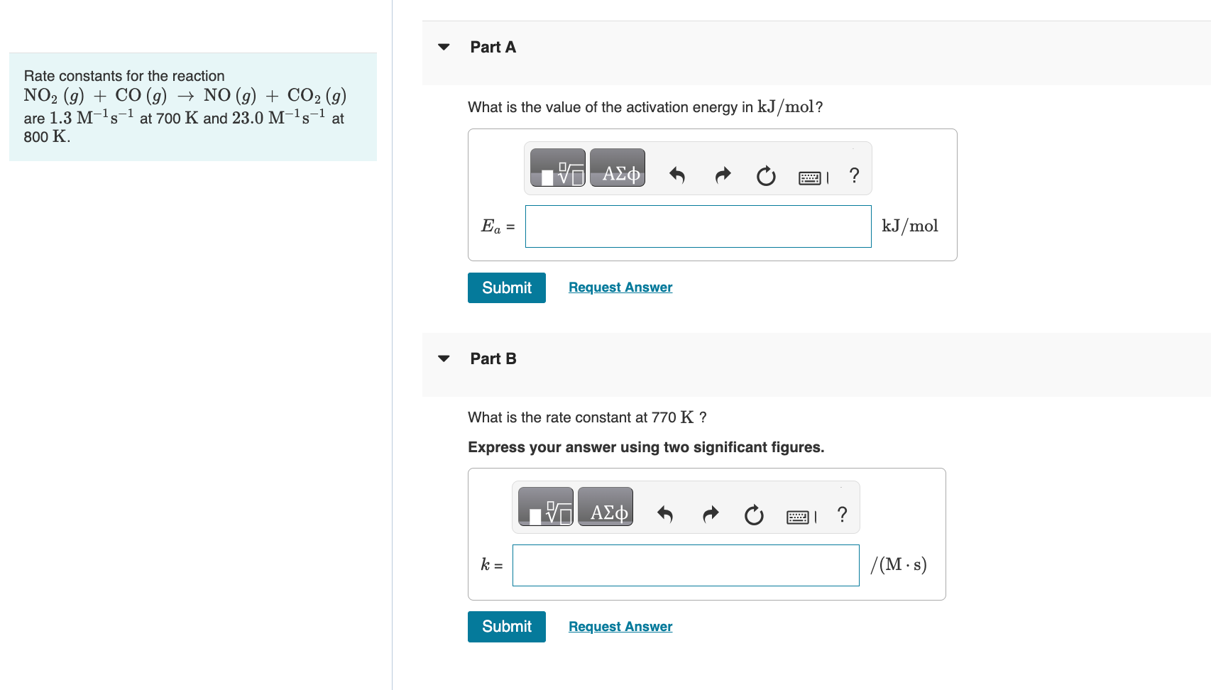 Solved Rate constants for the reaction | Chegg.com