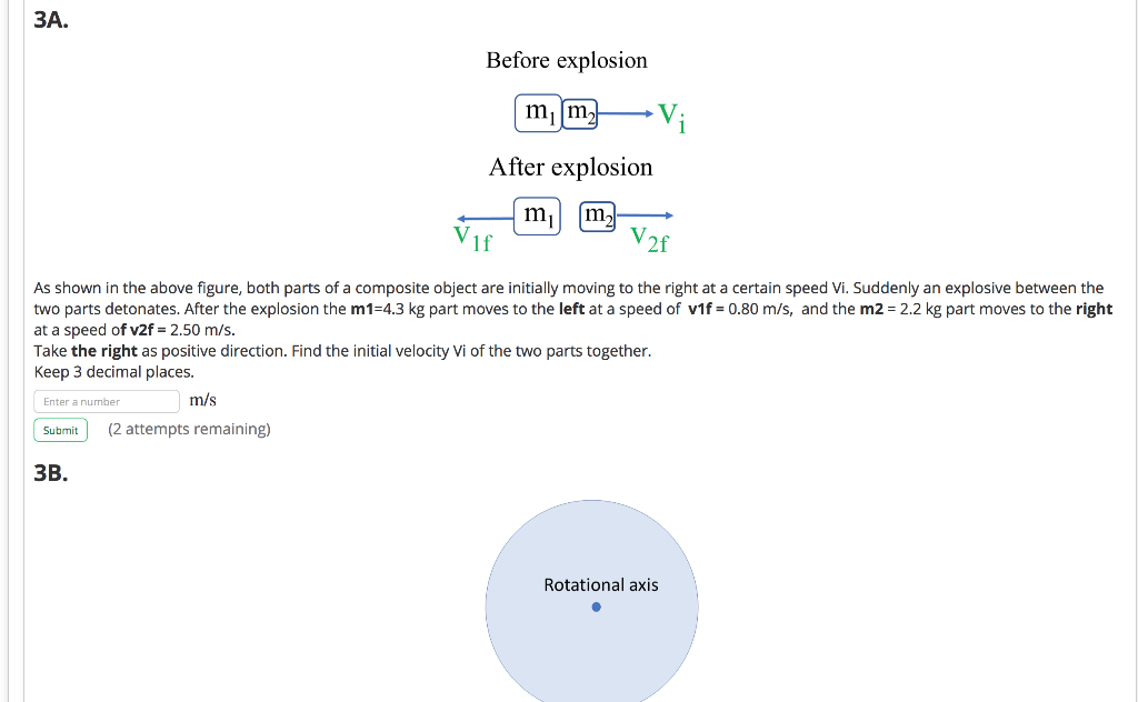 Solved Before explosion m, m, 4V After explosion V ze As | Chegg.com