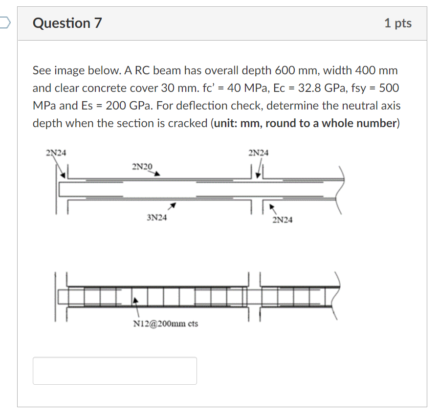Solved See image below. A RC beam has overall depth 600 mm, | Chegg.com