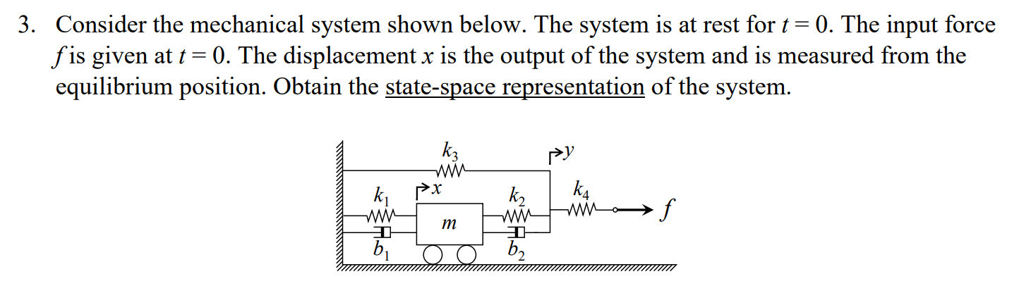 Solved 3. Consider the mechanical system shown below. The | Chegg.com