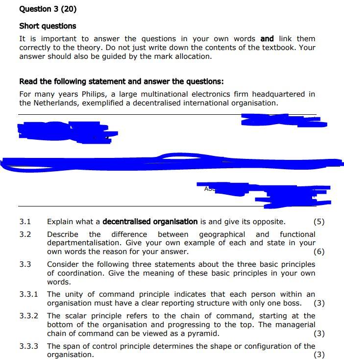 Solved Question 3 (20) Short questions It is important to | Chegg.com