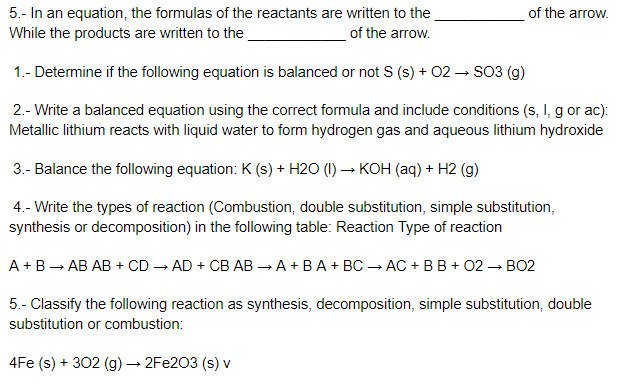 Solved of the arrow 5.- In an equation, the formulas of the | Chegg.com