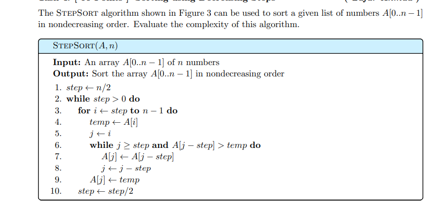 Solved - The STEPSORT algorithm shown in Figure 3 can be | Chegg.com