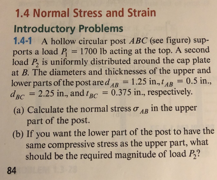 Solved 1.4 Normal Stress and Strain Introductory Problems | Chegg.com