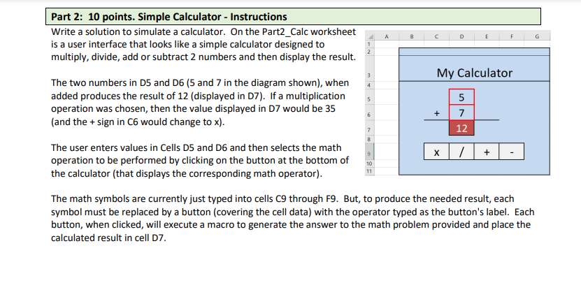 Solved Part 2: 10 points. Simple Calculator - Instructions | Chegg.com