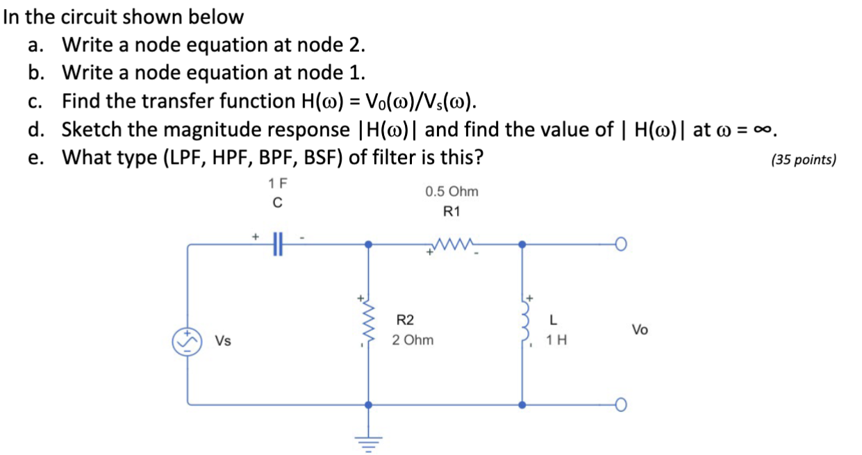 Solved n the circuit shown below a. Write a node equation at | Chegg.com