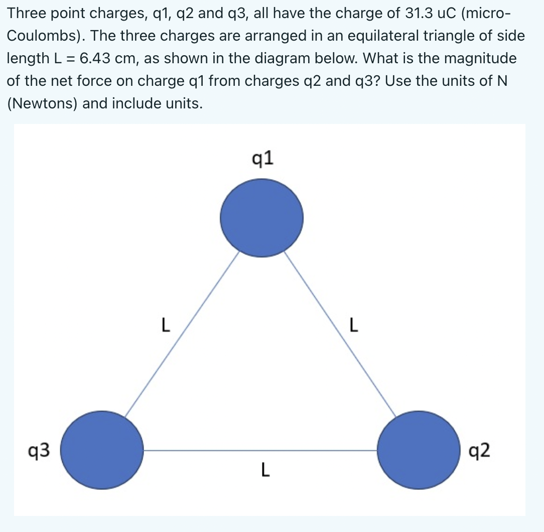 Solved Three Point Charges Q1 Q2 And Q3 All Have The