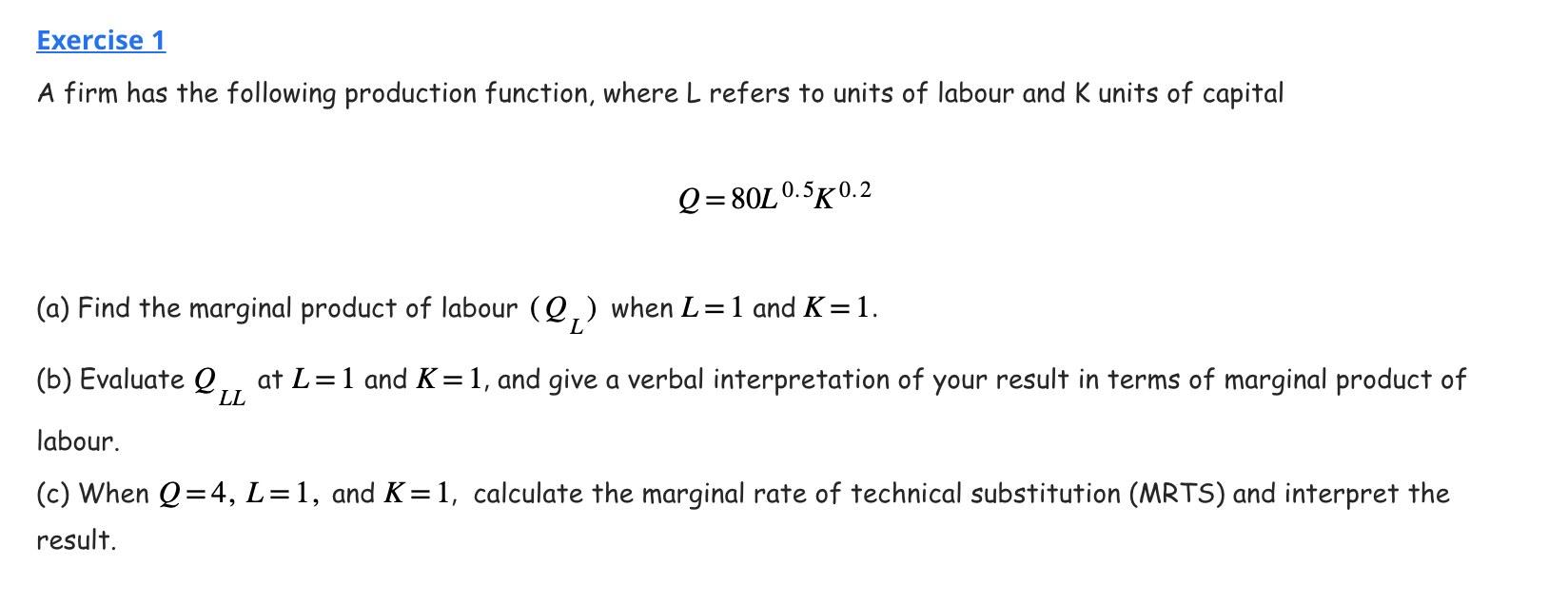 Solved A firm has the following production function, where L | Chegg.com