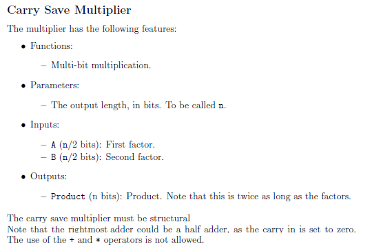 Write VHDL code for a 16-bit Carry Save Multiplier. | Chegg.com