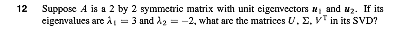 Solved 12 Suppose A Is A 2 By 2 Symmetric Matrix With Unit | Chegg.com