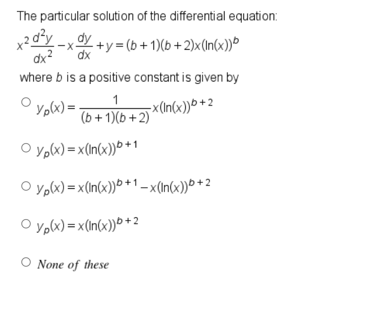 Solved The particular solution of the differential equation: | Chegg.com