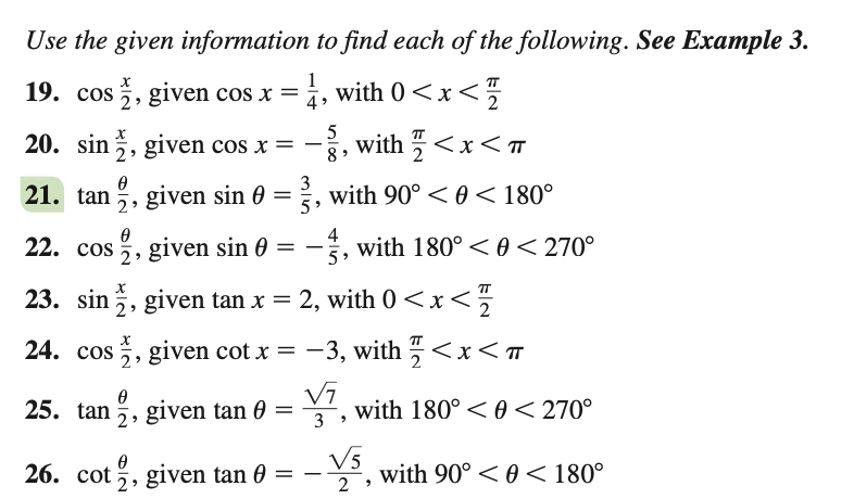 Solved Use the given information to find each of the | Chegg.com