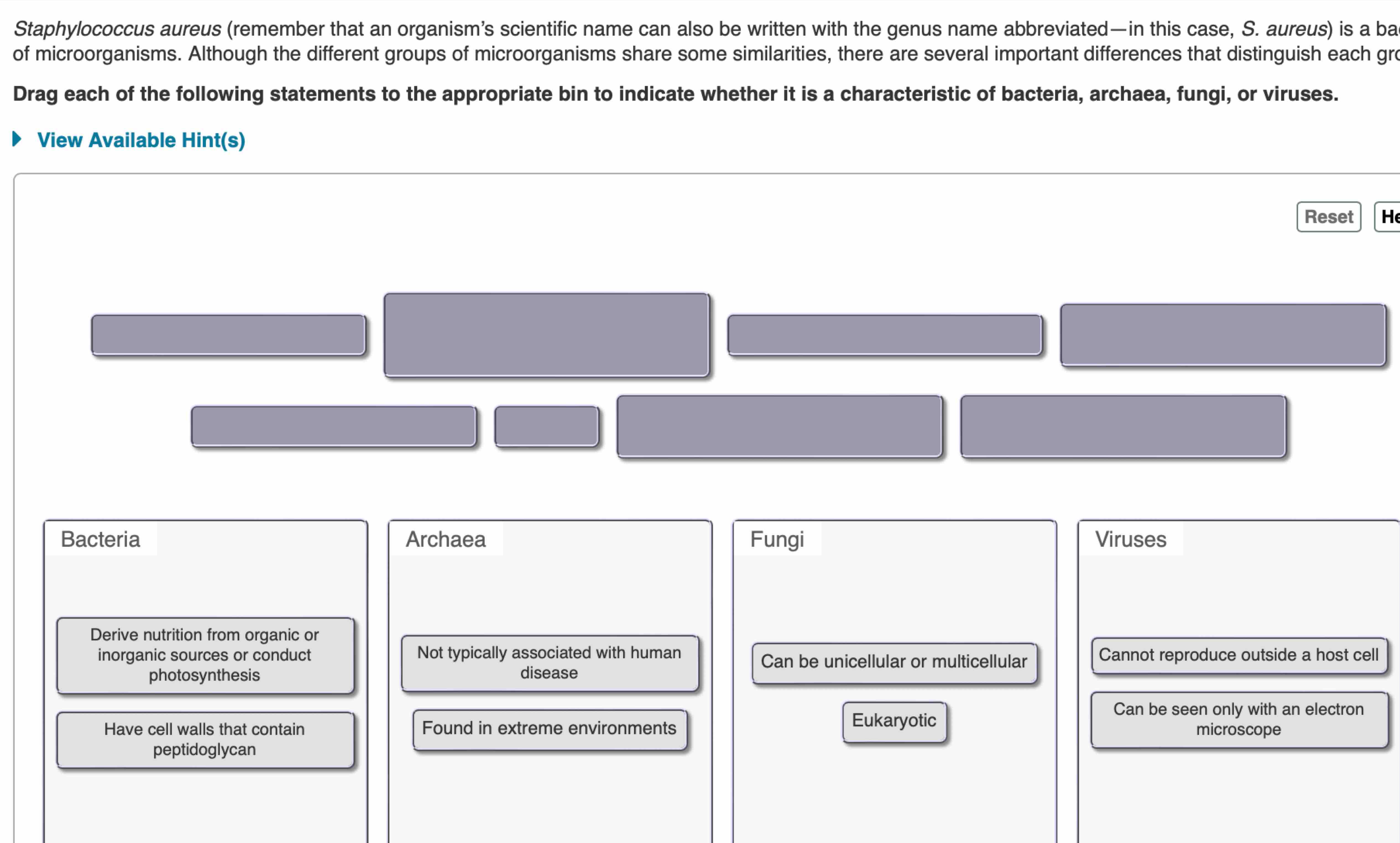 Solved Drag each of the following statements to the | Chegg.com