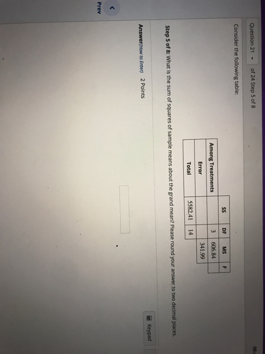 Solved Question 21 of 24 Step 1 of8 Consider the following | Chegg.com