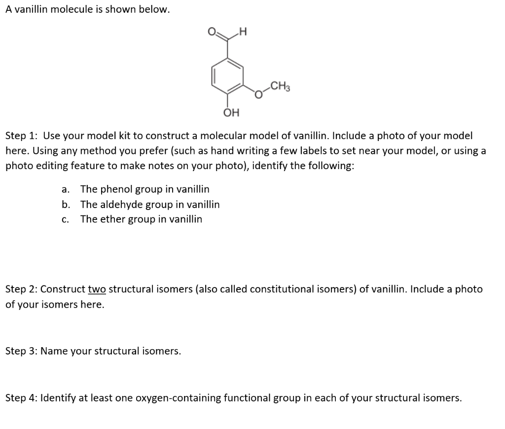 Solved A vanillin molecule is shown below. CH3 ОН Step 1: | Chegg.com