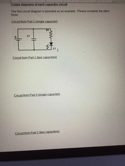 Create diagrams of each capacitor circuit The first | Chegg.com