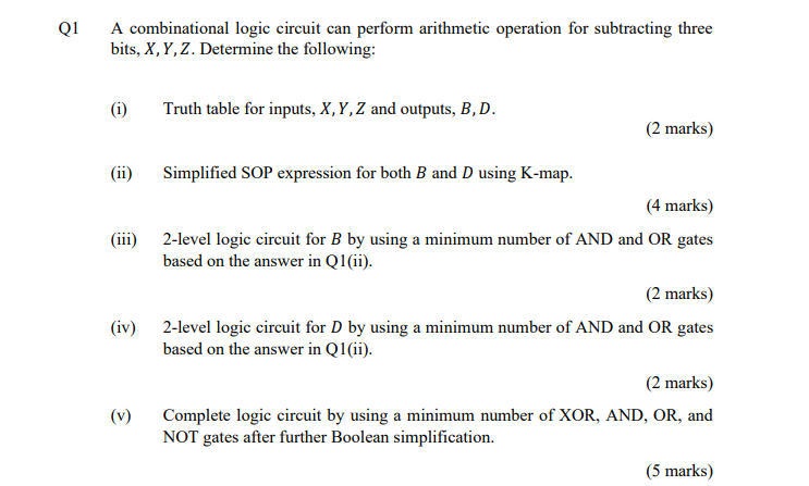 Solved Q1 A Combinational Logic Circuit Can Perform | Chegg.com