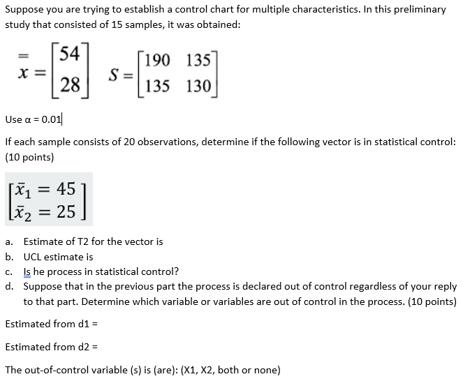 Solved Suppose you are trying to establish a control chart | Chegg.com