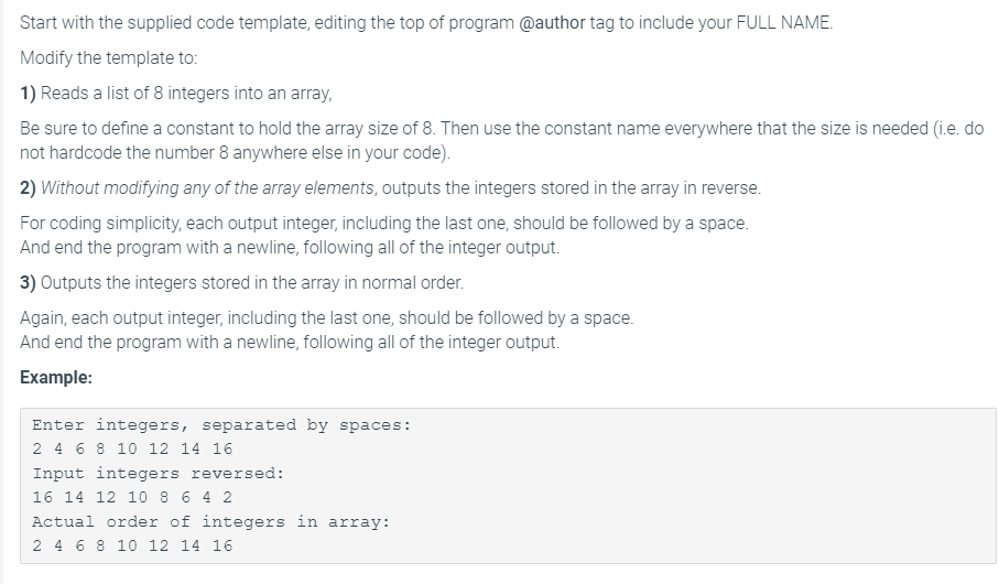 Solved Start with the supplied code template, editing the | Chegg.com