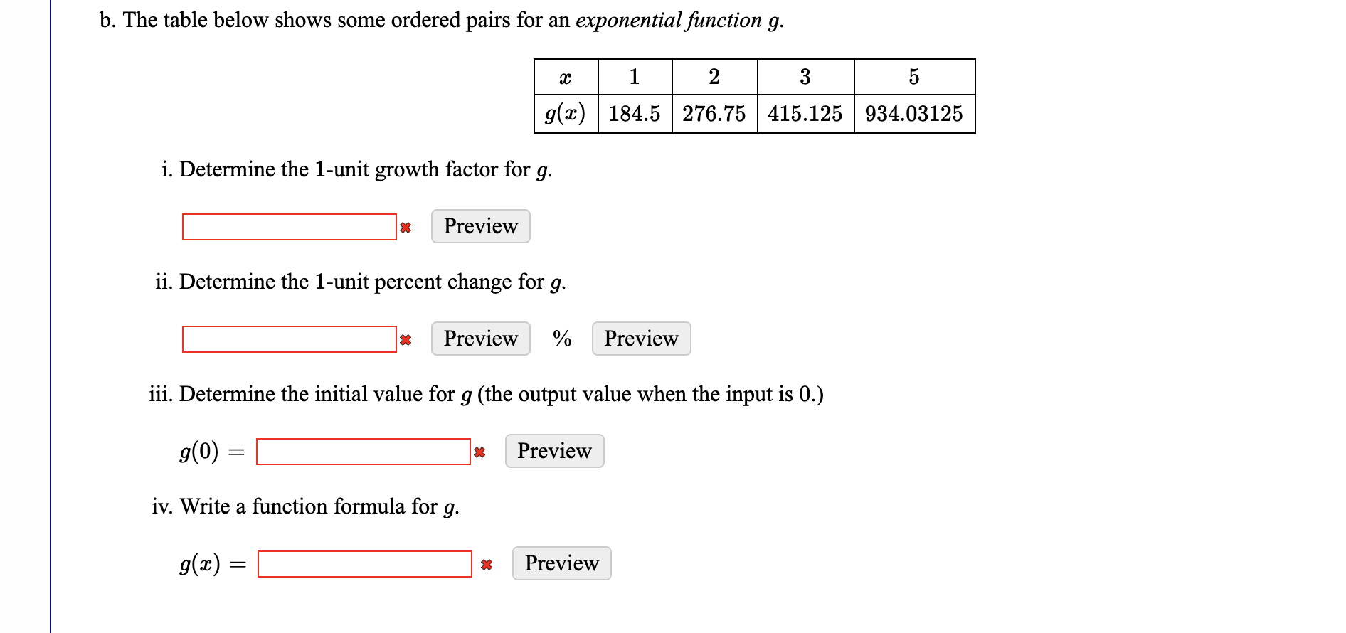 Solved b. The table below shows some ordered pairs for an  Chegg.com