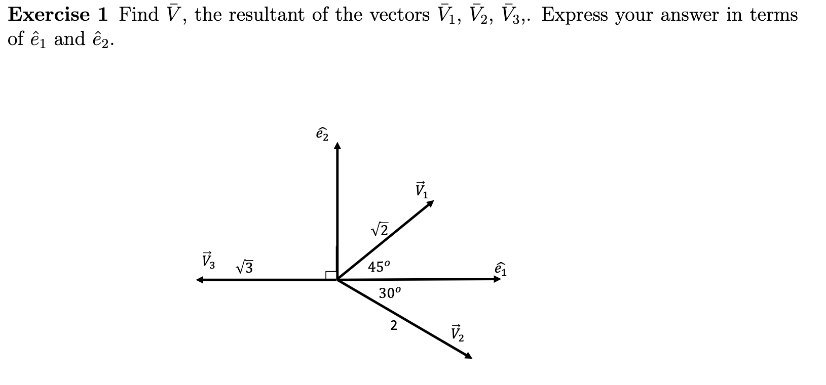 Solved Exercise 1 Find V The Resultant Of The Vectors Vi Chegg Com