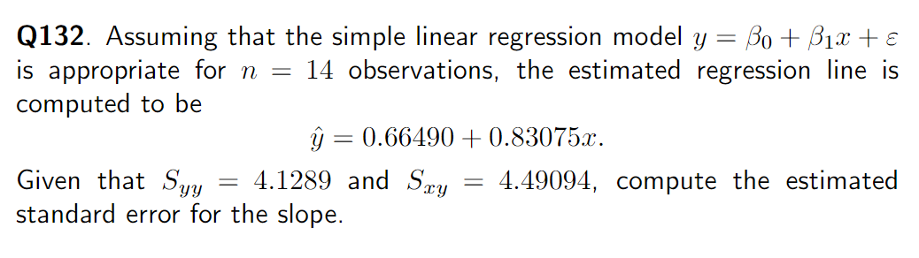 Solved Q132. Assuming that the simple linear regression | Chegg.com