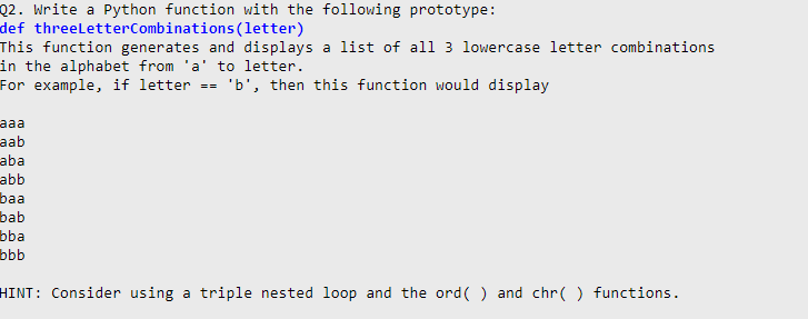 Solved Q1. Write a Python function with the following | Chegg.com