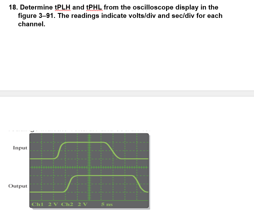 Solved 18. Determine tPLH and tPHL from the oscilloscope | Chegg.com