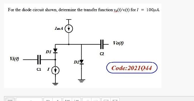 Solved For the diode circuit shown, determine the transfer | Chegg.com