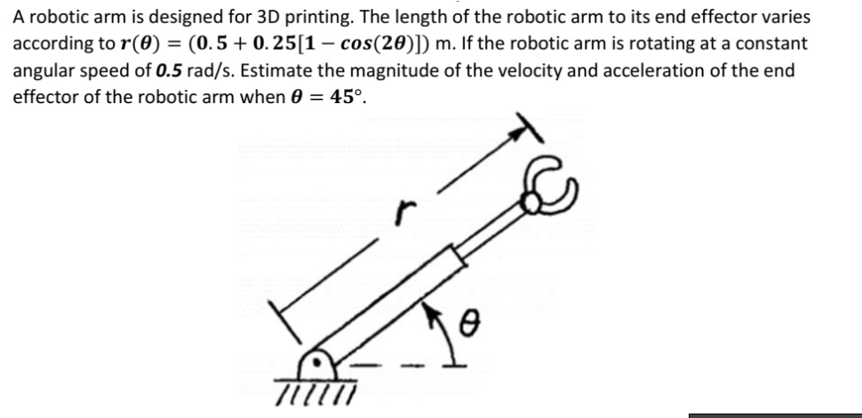 Solved A robotic arm is designed for 3D printing. The length | Chegg.com