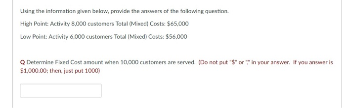 Solved Using the information given below, provide the | Chegg.com