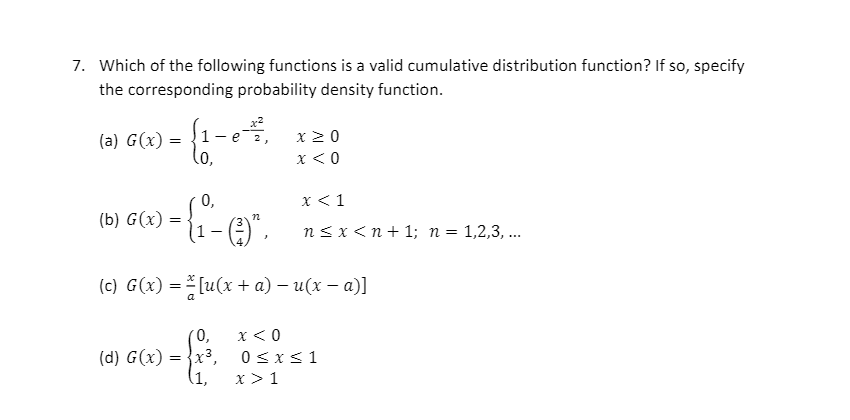 Solved 7. Which of the following functions is a valid | Chegg.com
